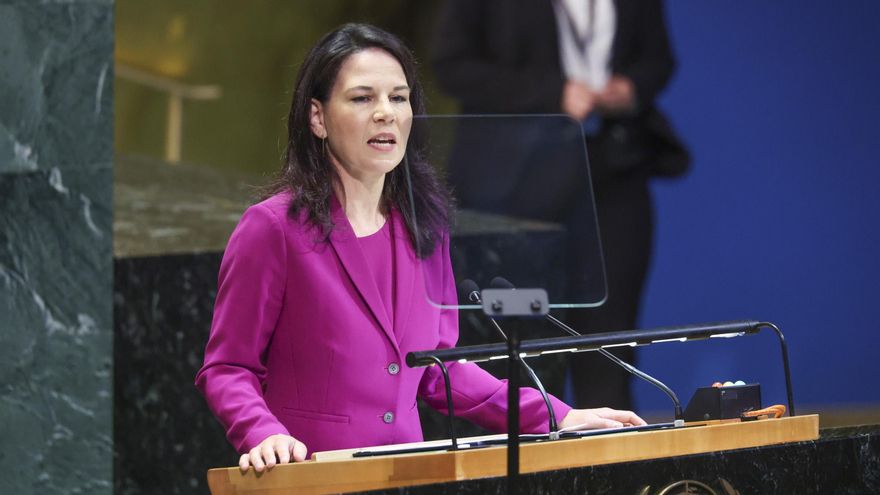 La presidenta de la Asamblea General de las Naciones Unidas, Annalena Baerbock, al intervenir el pasado 23 de septiembre en la sesión inaugural de la 80 sesión de la Asamblea General de la ONU, en Nueva York (NY, EE.UU.) EFE/Sarah Yenesel