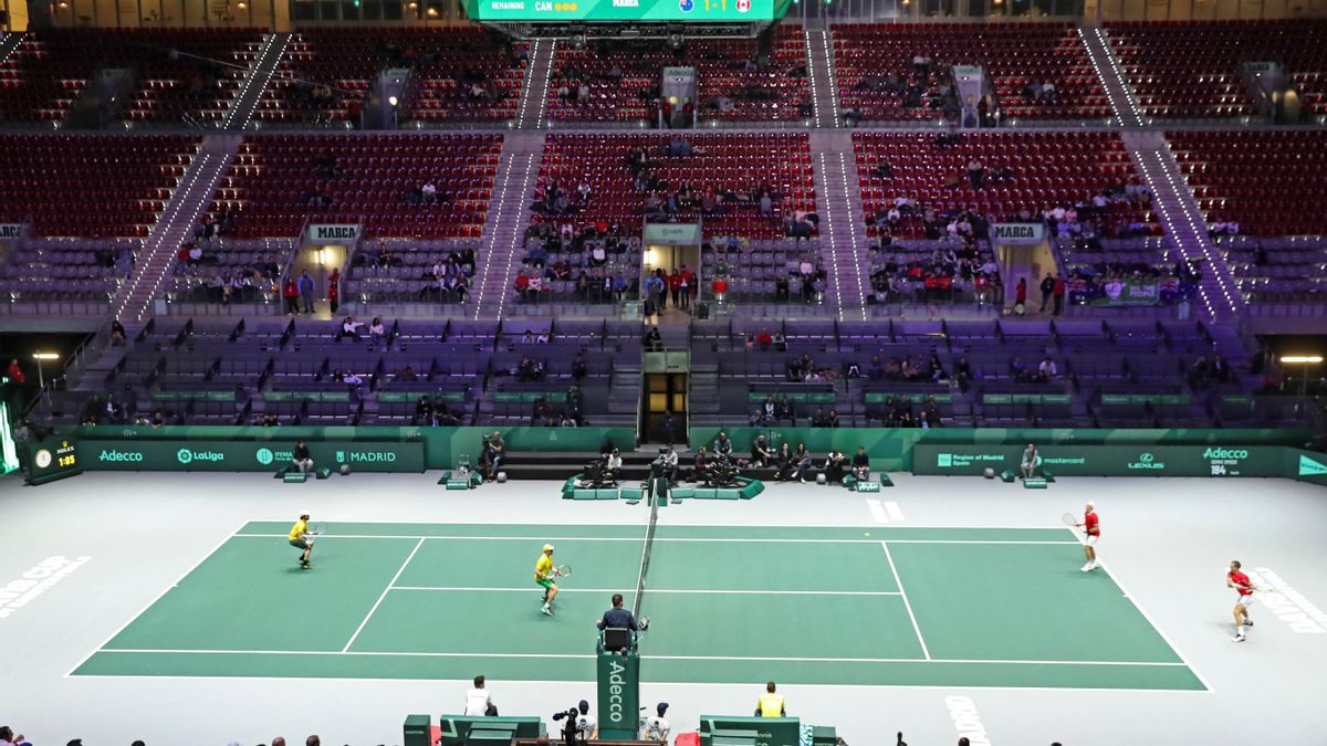 Imagen de un partido de cuartos de final de la Copa Davis de tenis en las instalaciones de la Caja Mágica, en Madrid en imagen de archivo.