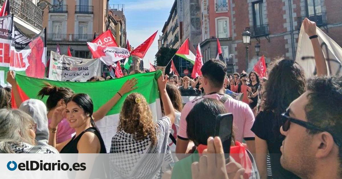 Banderas palestinas y gritos intergeneracionales para cambiar por unas horas la normalidad de Madrid