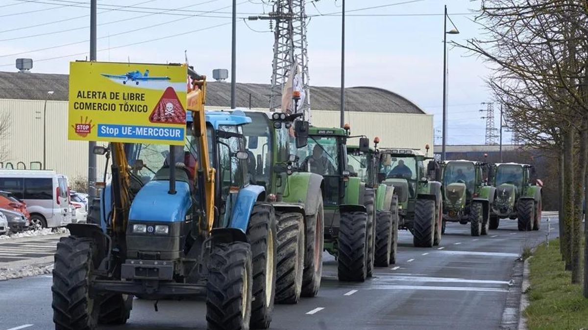 Una nueva tractorada recorre Vitoria como presión contra el acuerdo con Mercosur, que será "nefasto" para el agro vasco