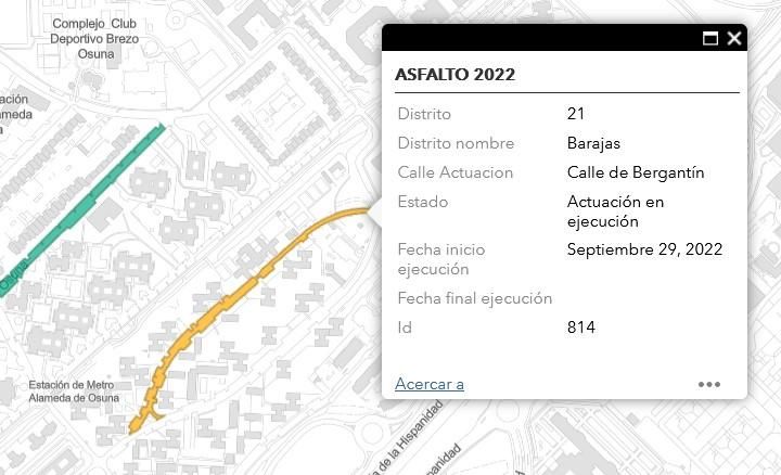 Mapa de la Operación Asfalto en la calle Bergantín