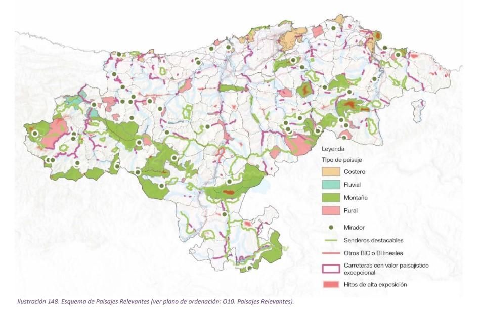 Mapa de los paisajes relevantes del PROT.