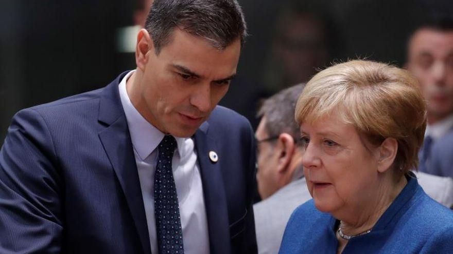 Sánchez y Merkel en una fotografía de archivo.
