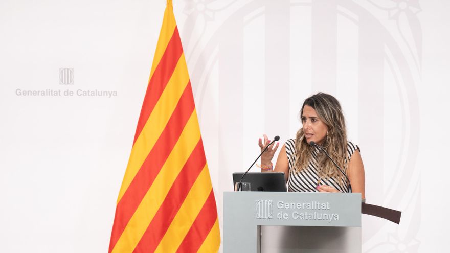 La portavoz del Govern, Patrícia Plaja, ofrece una rueda de prensa tras la reunión del Consell Executiu, a 12 de septiembre de 2023, en Barcelona, Catalunya (España). Protecció Civil de la Generalitat hará este jueves una prueba para evaluar sistema de al