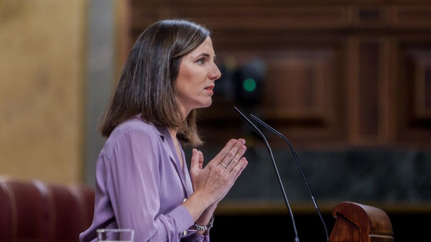 La secretaria general de Podemos, Ione Belarra, interviene durante un pleno en el Congreso de los Diputados, a 24 de septiembre de 2024, en Madrid.