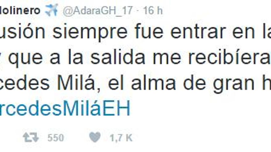 El tuit de Adara sobre Mercedes Milá y 'Gran Hermano'