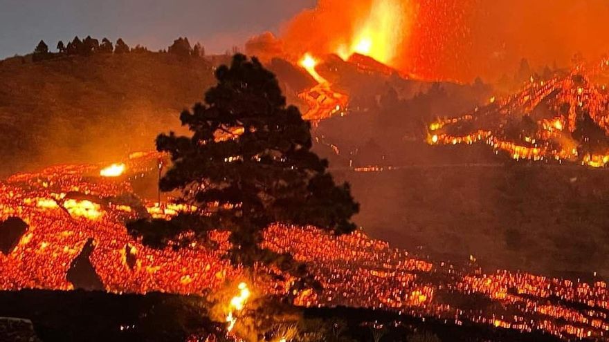 Avance de la lava en la noche de este domingo en La Palma