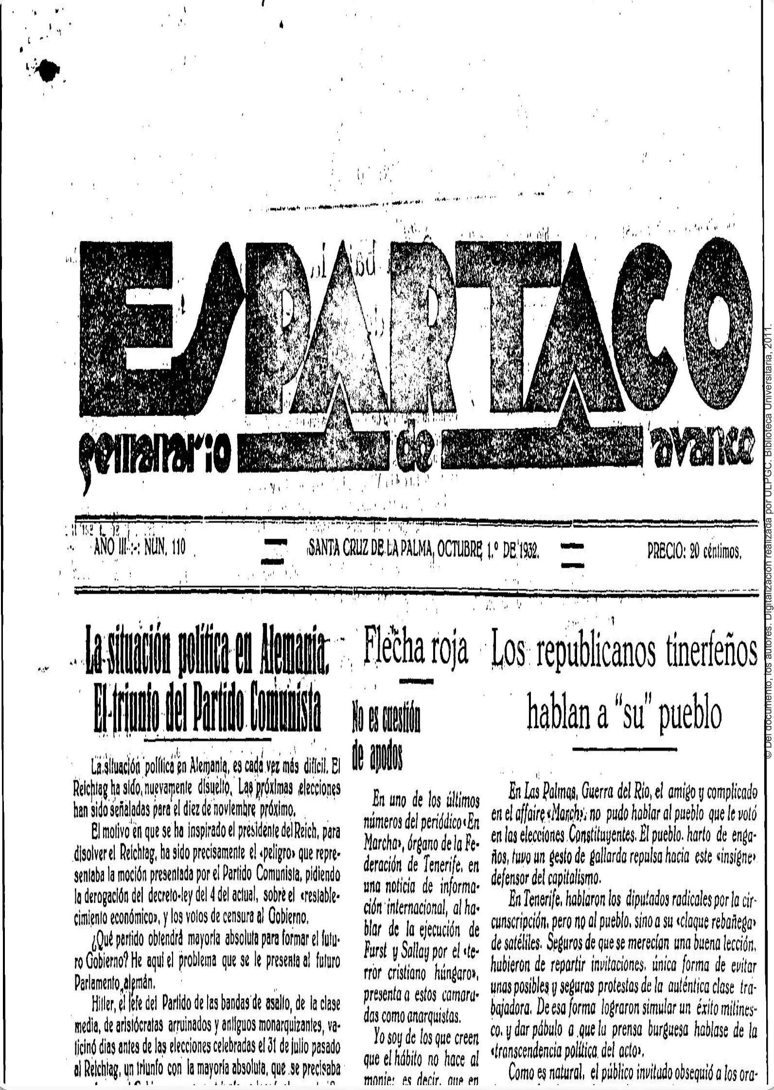 Página del semanario 'Espartaco'.