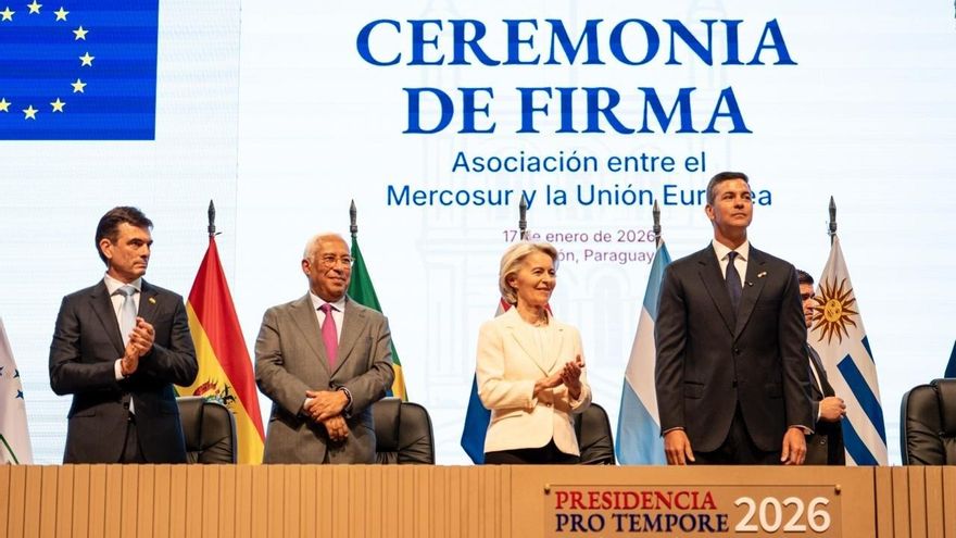 La UE y Mercosur firman un acuerdo comercial con mensaje a Trump: "Elegimos cooperación y asociación frente a competencia y polarización"
