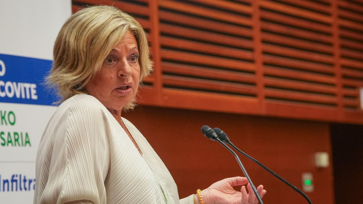 Archivo - La presidenta de COVITE, Consuelo Ordóñez, interviene durante el acto de entrega del Premio COVITE a ‘La Infiltrada’, en el Palacio de Congresos Kursaal, a 31 de mayo de 2025, en San Sebastián (Gipuzkoa)