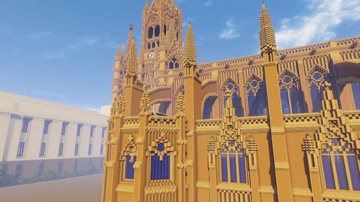 Catedral Buen Pastor de Donostia replicada en 'Minecraft' por Gabriel García de Minecraftéate