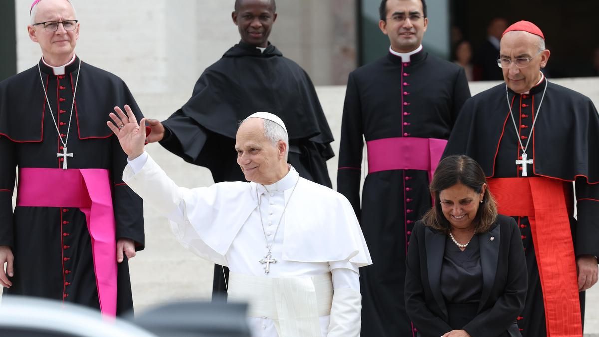 El papa León XIV durante una visita a la Universidad de la Sapienza, en Roma.