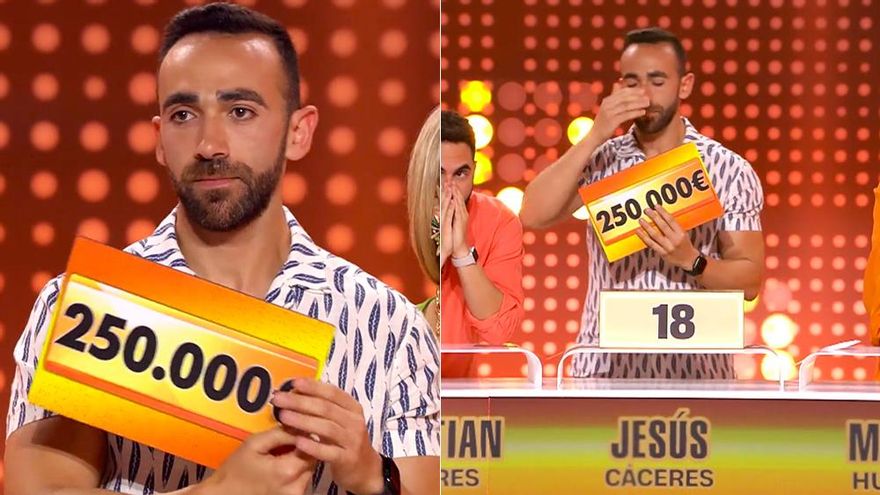 Jesús con el premio de 250.000 euros en las dos rondas