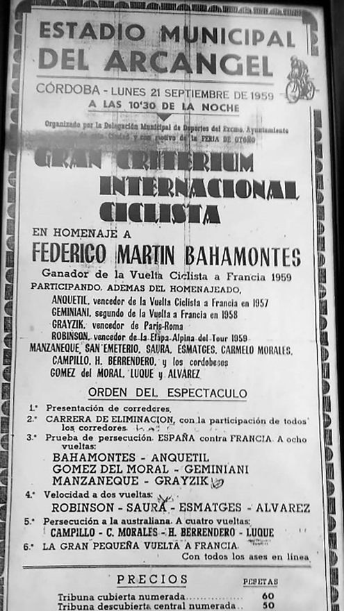 Cartel del Criterium Internacional Ciclista de Córdoba de 1959