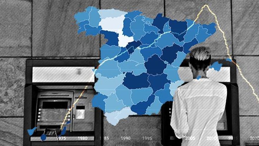 El mapa de la concentración bancaria: tres entidades suman más del 75% de las oficinas en la mitad de las provincias