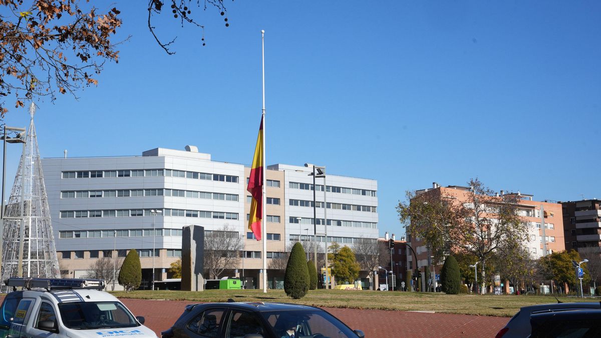 Bandera a media asta en el Vial