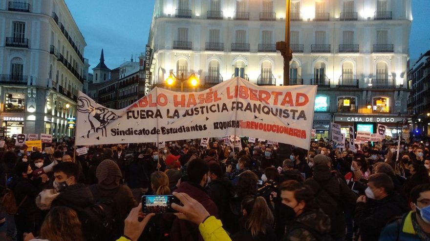 Manifestación en Madrid a favor de la libertad de Pablo Hasél.