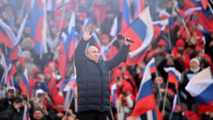 Vladímir Putin da un discurso en el aniversario de la anexión de Crimea a Rusia, a 18 de marzo de 2022