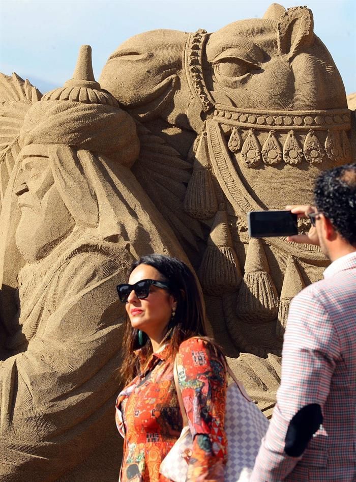 Inauguración del belén de arena de Las Canteras.