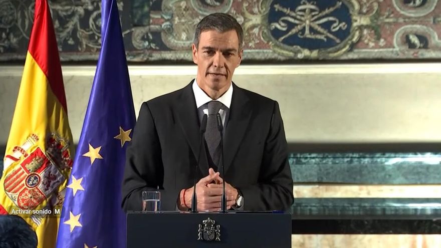 El presidente del Gobierno, Pedro Sánchez, tras su audiencia con el Papa León XIV