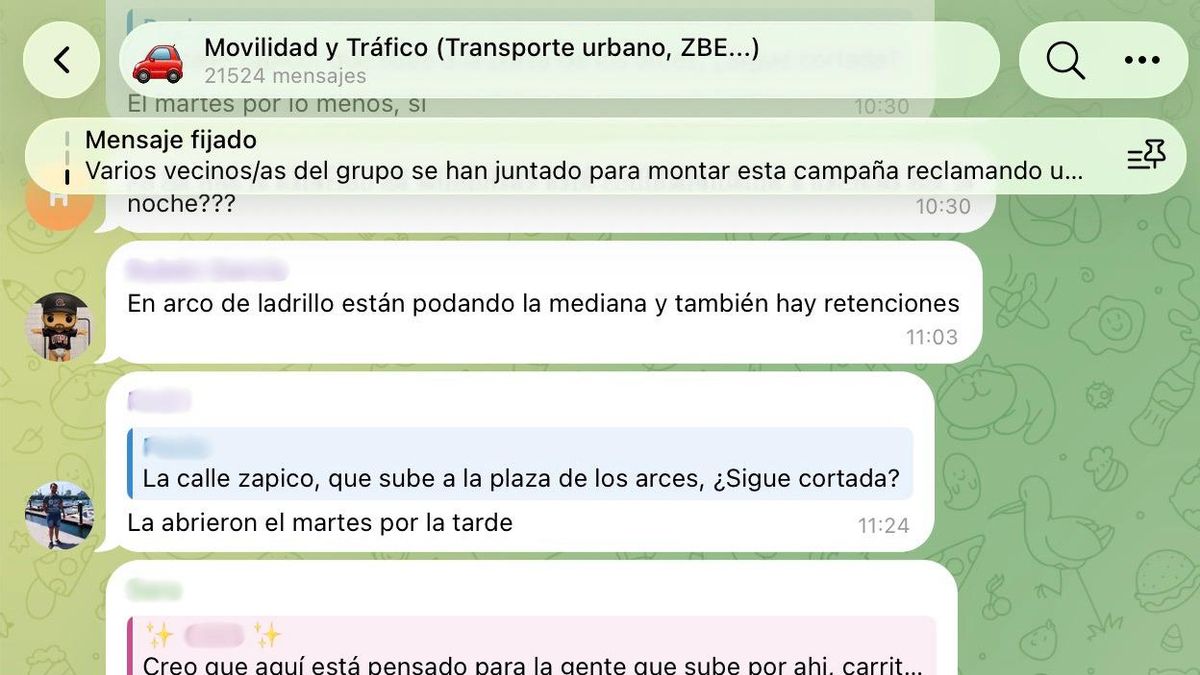 Ejemplo de una de las conversaciones del Telegram de Aldea Pucela.