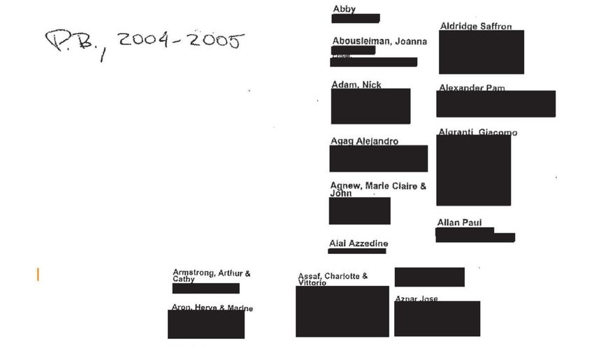Agenda de Epstein con los nombres de Agag y José Aznar.