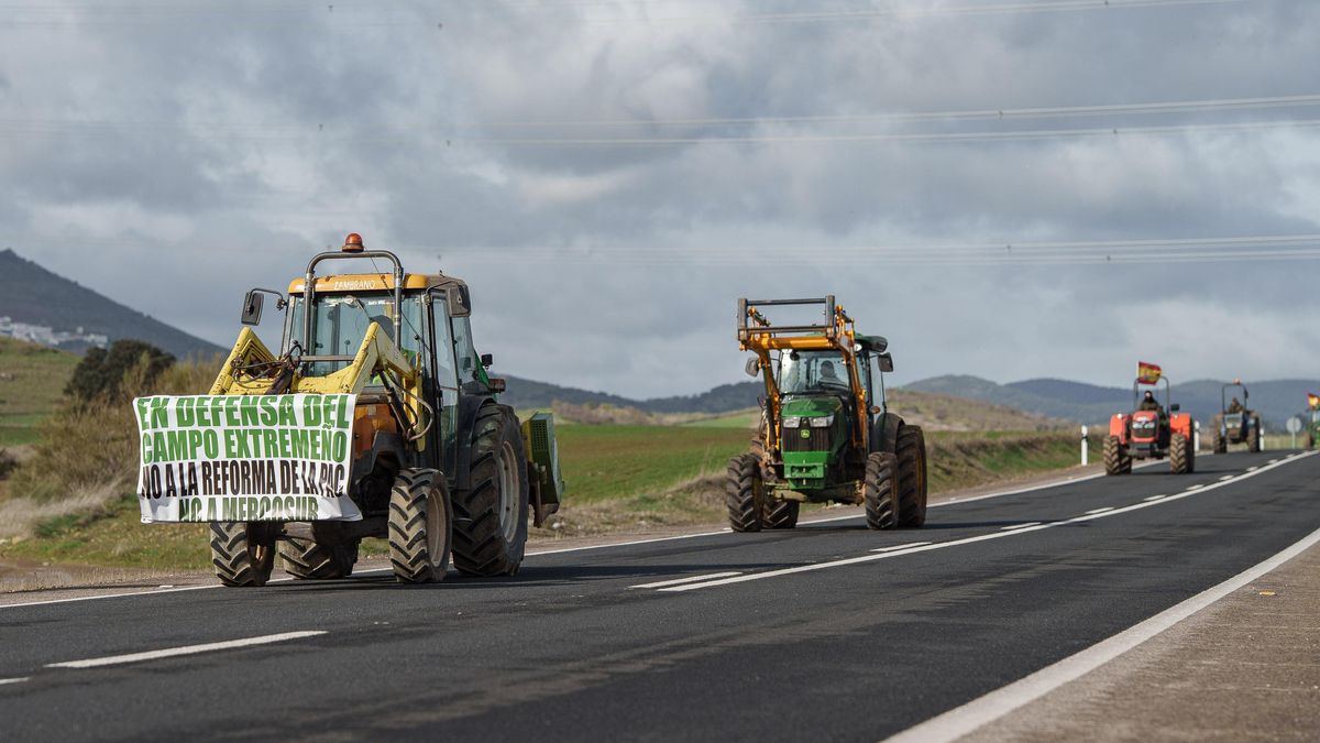 Unos 2.500 tractores participan en las protestas del campo extremeño contra Mercosur y la PAC