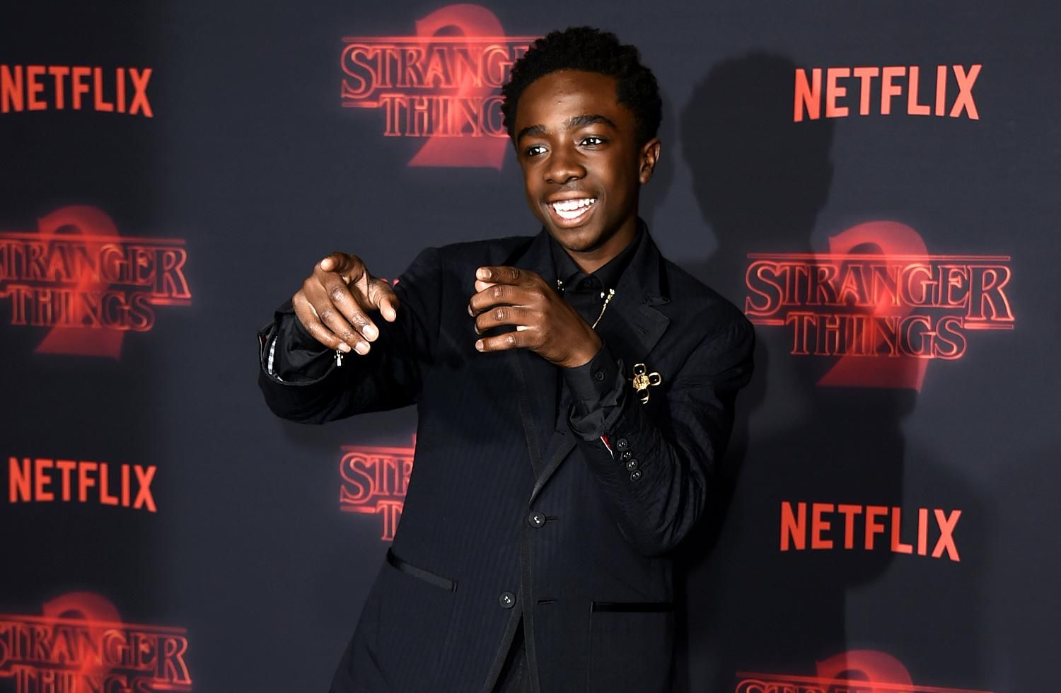 El actor Caleb McLaughlin en la première de Stranger Things 2
