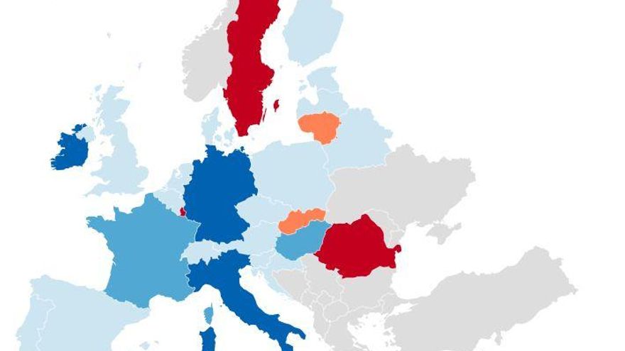 Mapa de la implantación de apps de rastreo en Europa