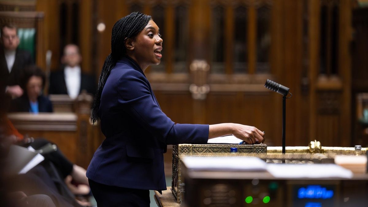 La líder del Partido Conservador, Kemi Badenoch, en la Cámara de los Comunes, este abril.