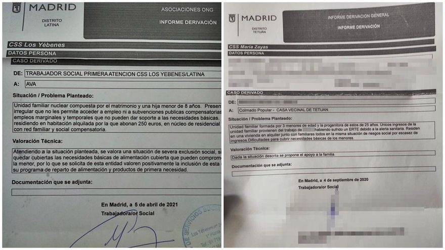 El Ayuntamiento de Madrid deriva hacia asociaciones vecinales a familias necesitadas que no puede atender