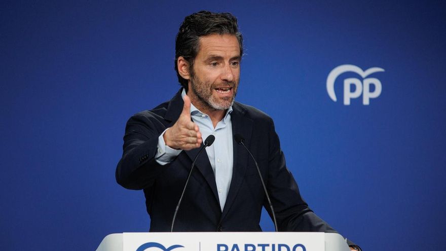 El portavoz del PP, Borja Sémper, durante una rueda de prensa posterior a la reunión del Comité de Dirección del Partido Popular, en la sede nacional del PP, a 15 de julio de 2024, en Madrid (España). La comparecencia ha tenido lugar en medio de la ruptur