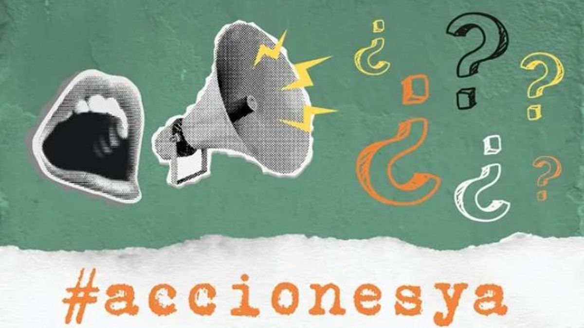 Cartel de reclamo de la campaña #AccionesYa, de Artistas con Palestina.