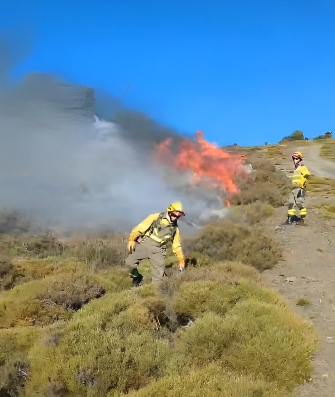 Quema controlada de los bomberos forestales de las Brif en Cabrera.
