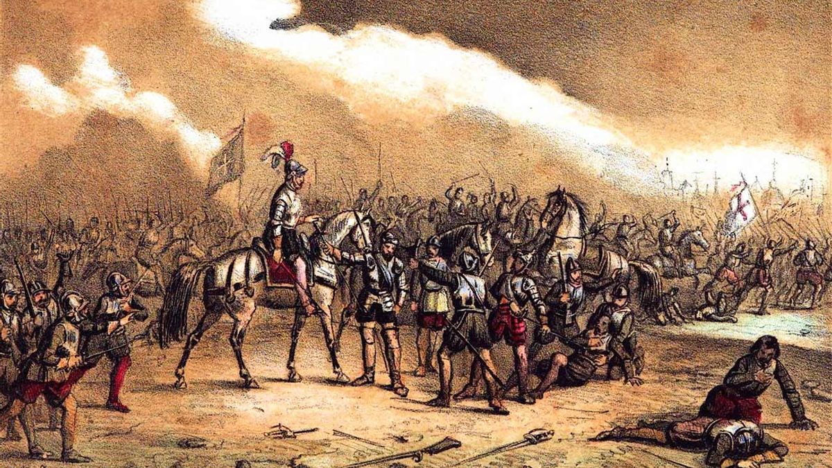 Litografía de la Batalla de Villalar el 23 de abril de 1521.
