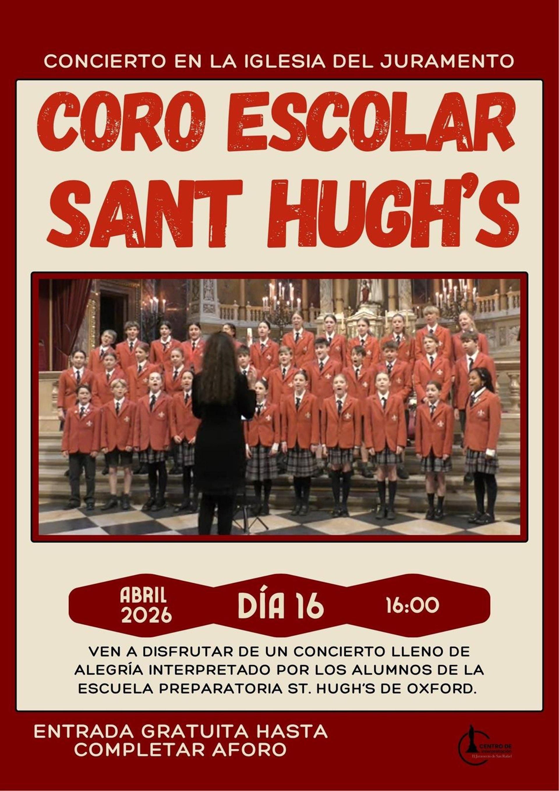 Cartel del concierto gratuito del Coro Escolar de St Hugh's de Oxford en la Iglesia del Juramento de San Rafael de Córdoba