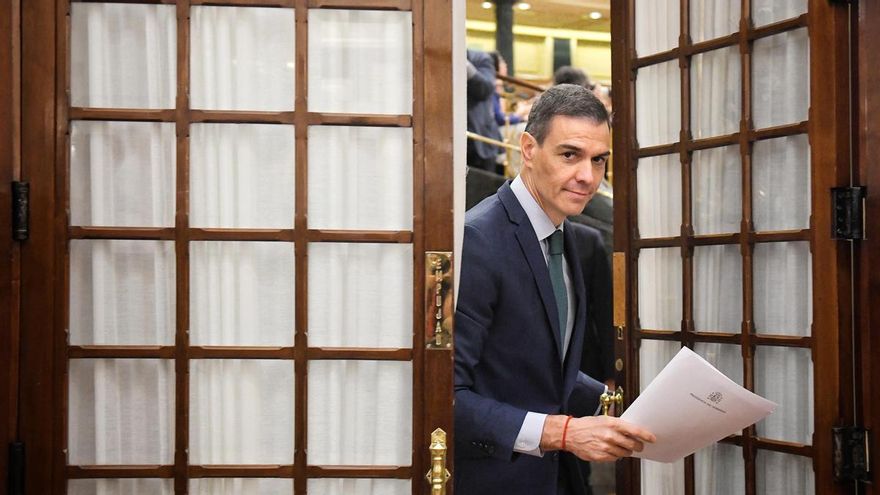 El presidente del Gobierno, Pedro Sánchez, este miércoles en el Congreso.