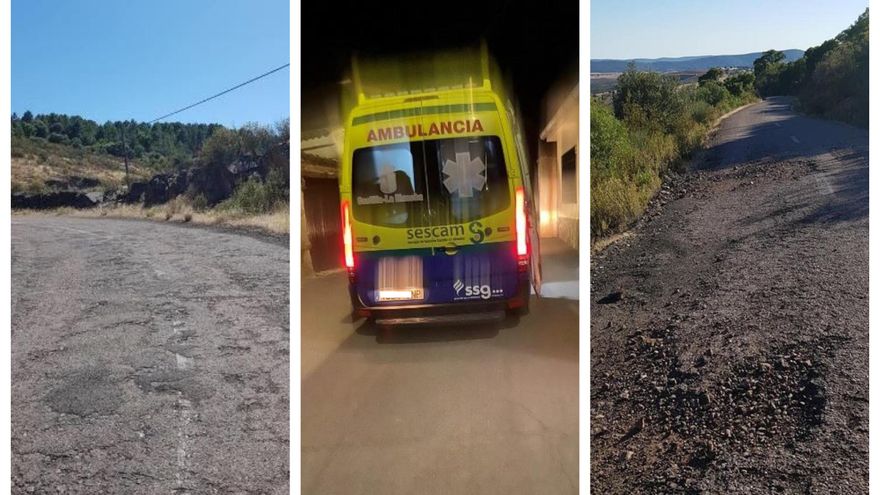 Imágenes de redes viarias a la pedanía de Valdeazores y de una de las ambulancias que se trasladó para prestar asistencia
