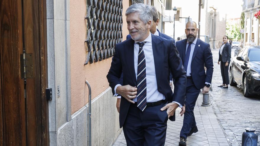 El ministro de Interior, Fernando Grande-Marlaska, a su llegada para mantener una reunión con grupos de investigación y agentes sociales.