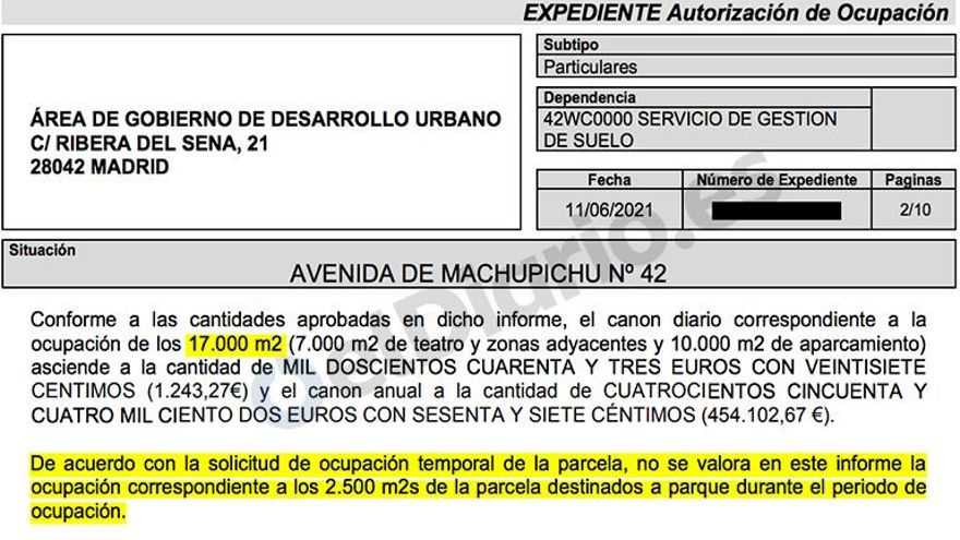 Fragmento del expediente del proyecto de Nacho Cano en Hortaleza.