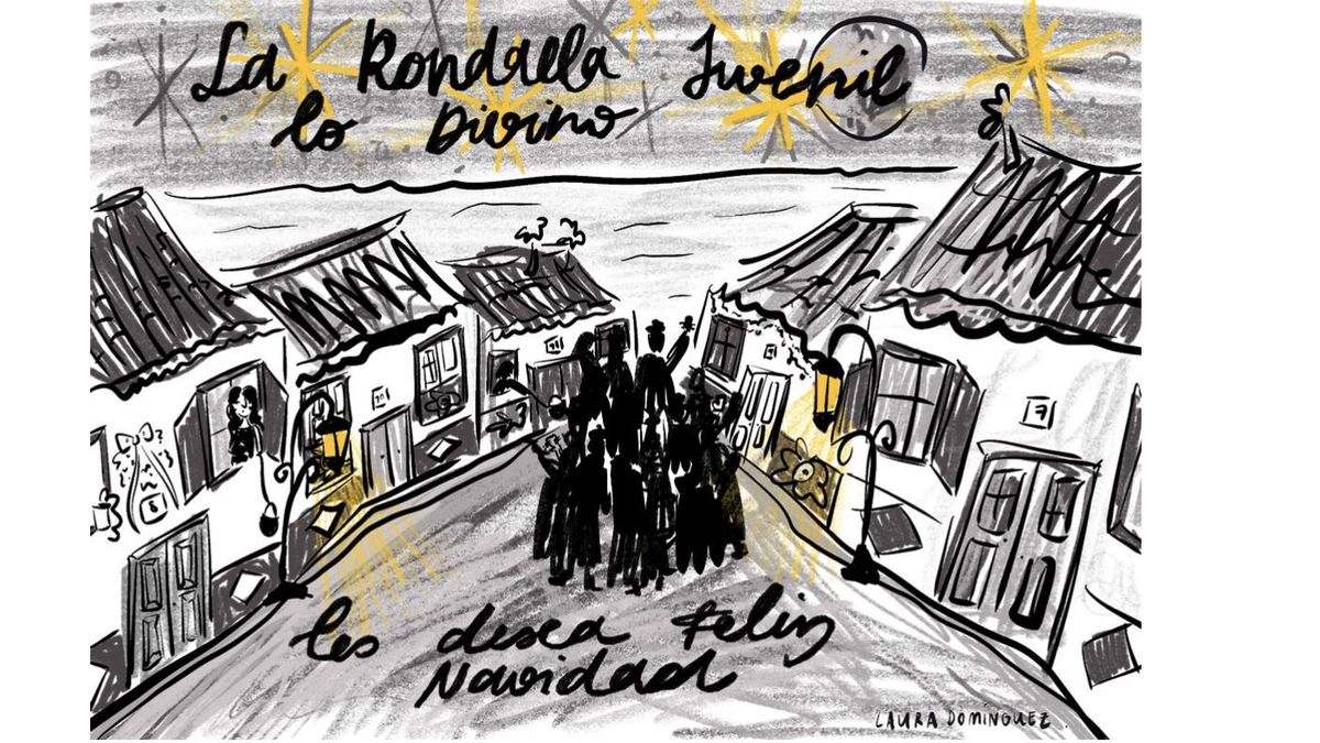 La rondalla juvenil ‘lo divino’ de Santa Cruz de La Palma recupera las tradicionales tarjetas navideñas de mano de la joven artista Laura Domínguez