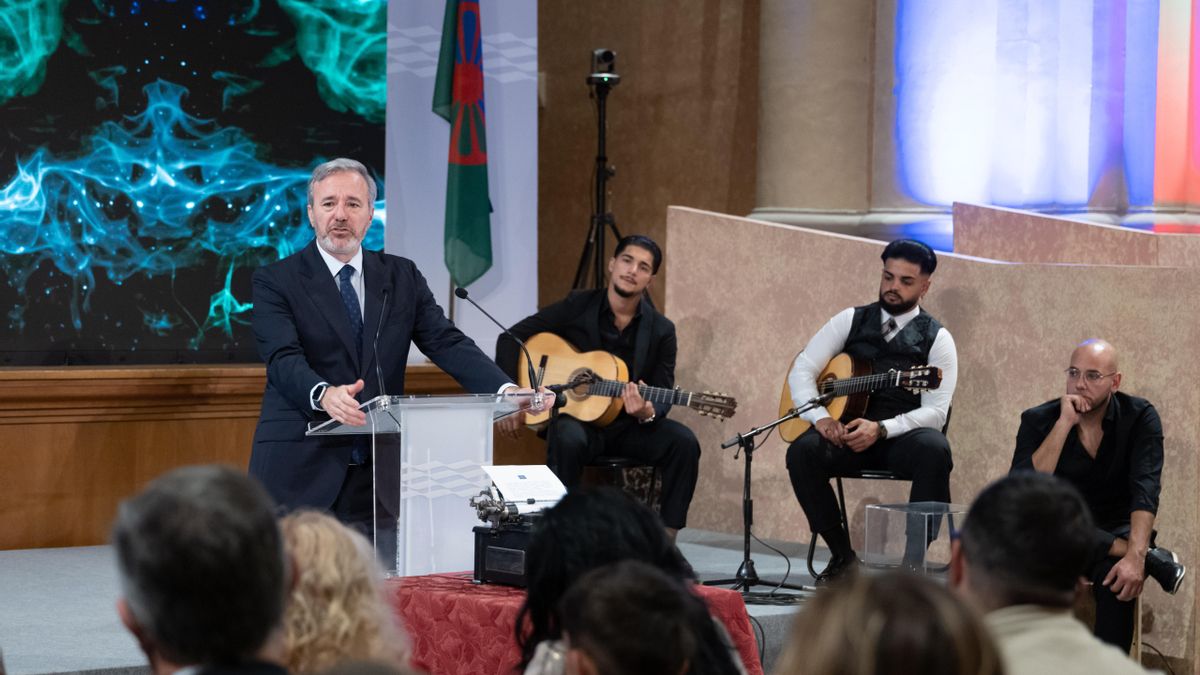 El presidente Azcón, en un momento en el Edificio Pignatelli en el 600 aniversario de la entrada del pueblo gitano a la comunidad.