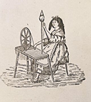 El icono de Amigos del País: una mujer hilando, como ejemplo de mujer hacendosa