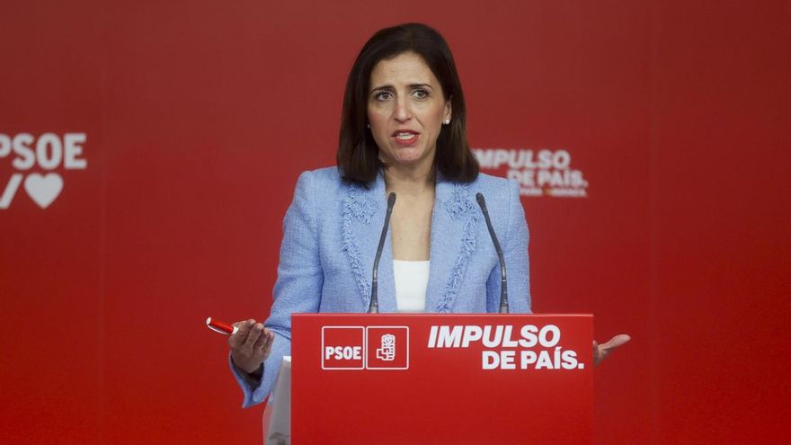 La nueva portavoz de la Ejecutiva Federal del PSOE, Esther Peña, esta semana tras la Comisión Ejecutiva Federal del partido. EFE/ Fernando Alvarado