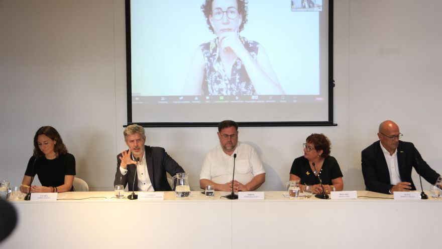 Junqueras, Romeva, Rovira y Bassa, en Barcelona