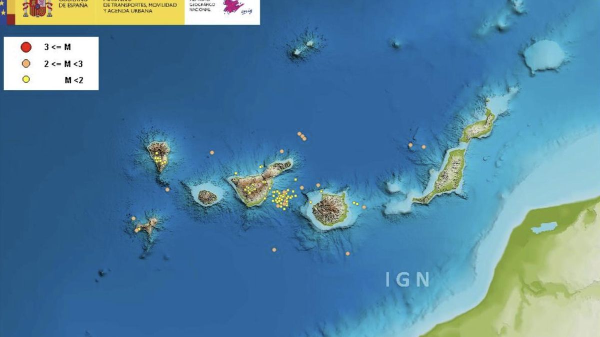 Terremotos localizados por el IGN en Canarias durante el mes de agosto.