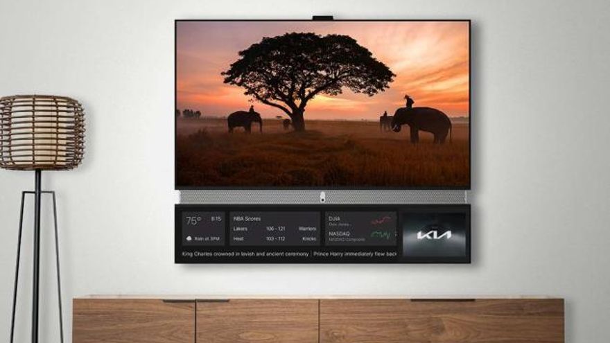 Televisión de Telly, con la pantalla secundaria inferior mostrando un anuncio de Kia.