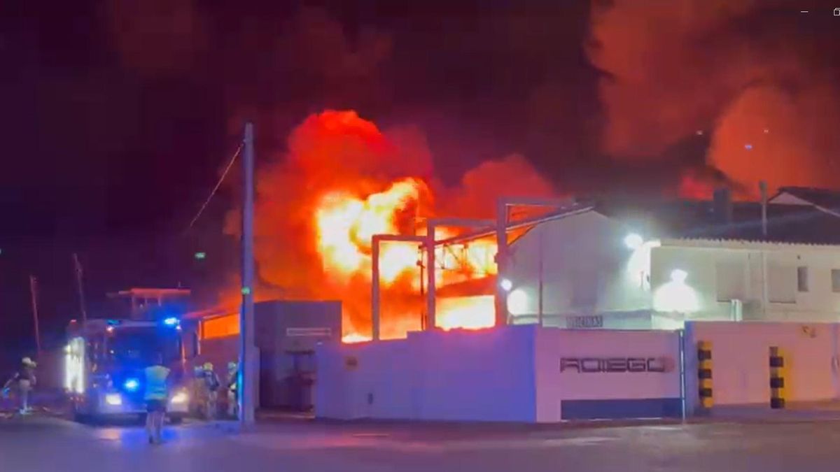 Incendio en una nave del polígono industrial de La Cartuja Baja (Zaragoza).