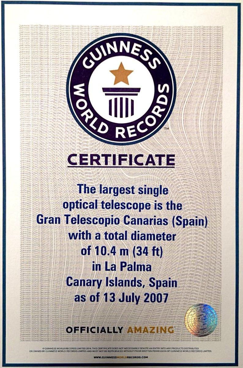 Certificado del Libro Guinness. GTC