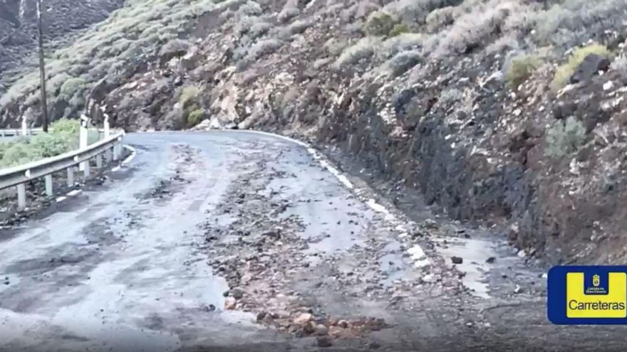 Desprendimiento de rocas y barro tras las lluvias de este miércoles en Gran Canaria